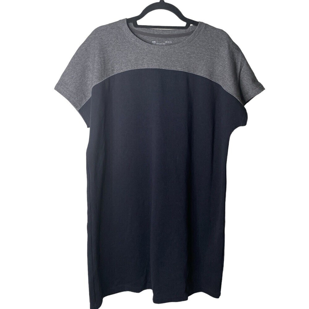 Under Armour Sweatshirt Short Sleeve Shirt Dress Womens Sz L Black Gray